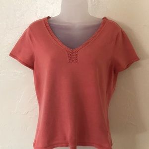 Talbots LP Silk Vneck Short Sleeve Light Sweater